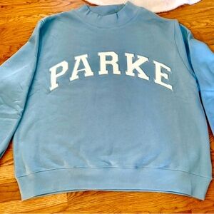 Parke Varsity Mockneck L/XL sweatshirt Sky Blue NWT!!